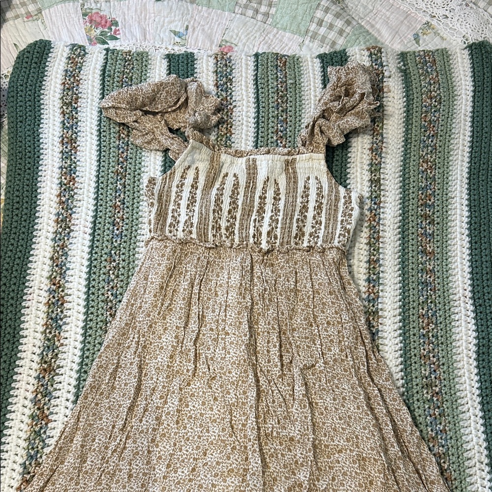 Jessica Simpson Brown and Cream Maxi Dress